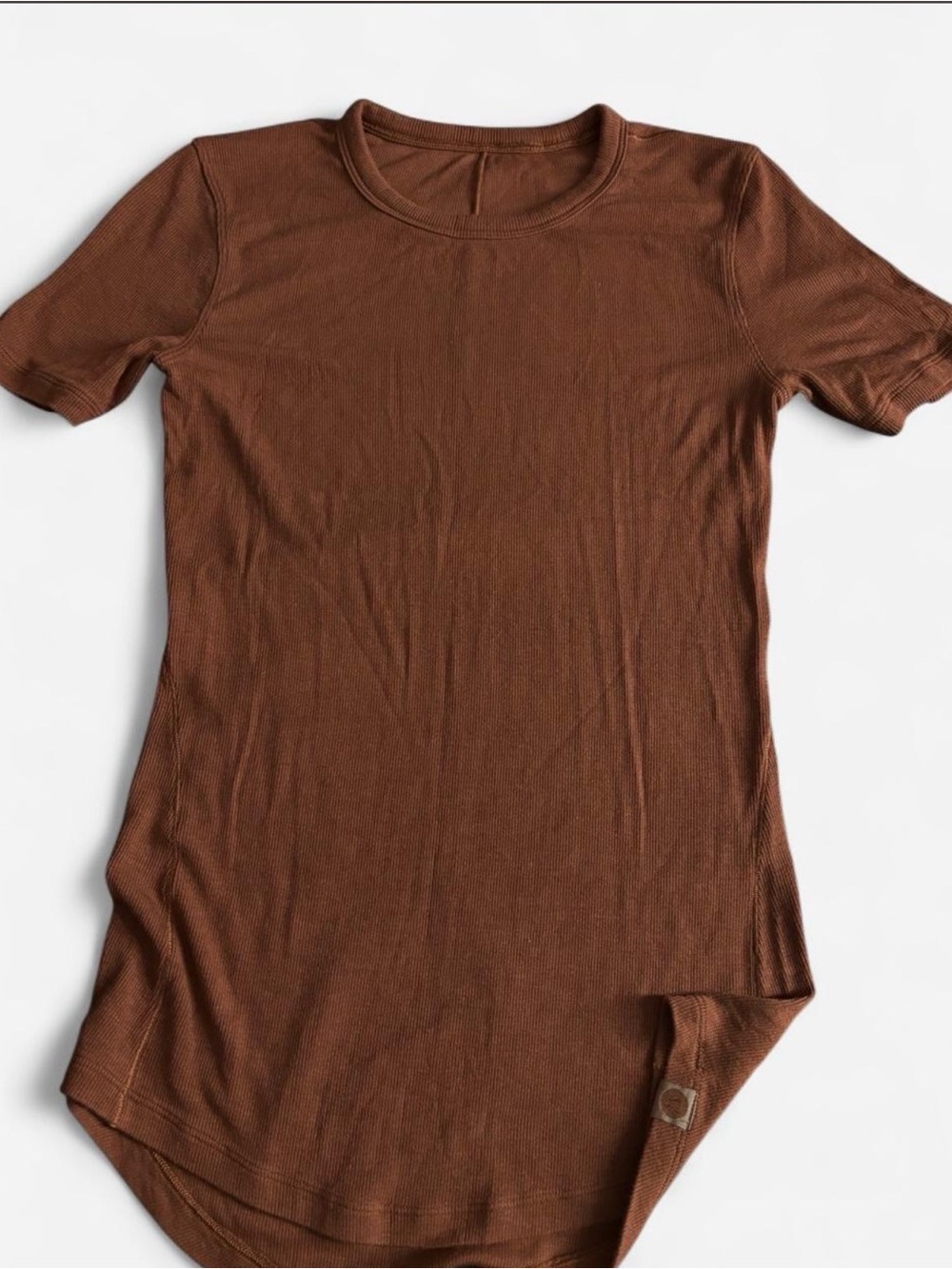 lululemon athletica Brown Ribbed Short-Sleeve Crewneck Top